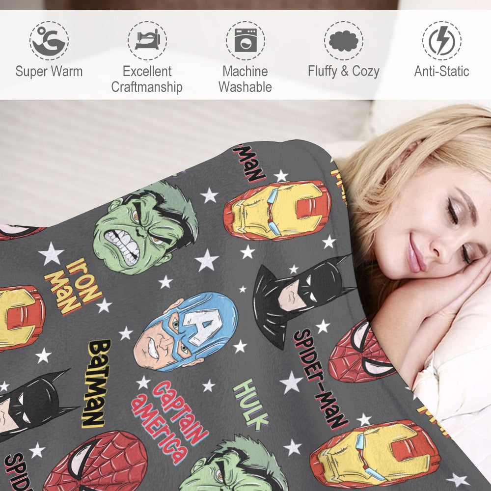 Premium Character Design Flannel Blanket - Superhero & Gaming Inspired Comfort Throw 🛋️⭐