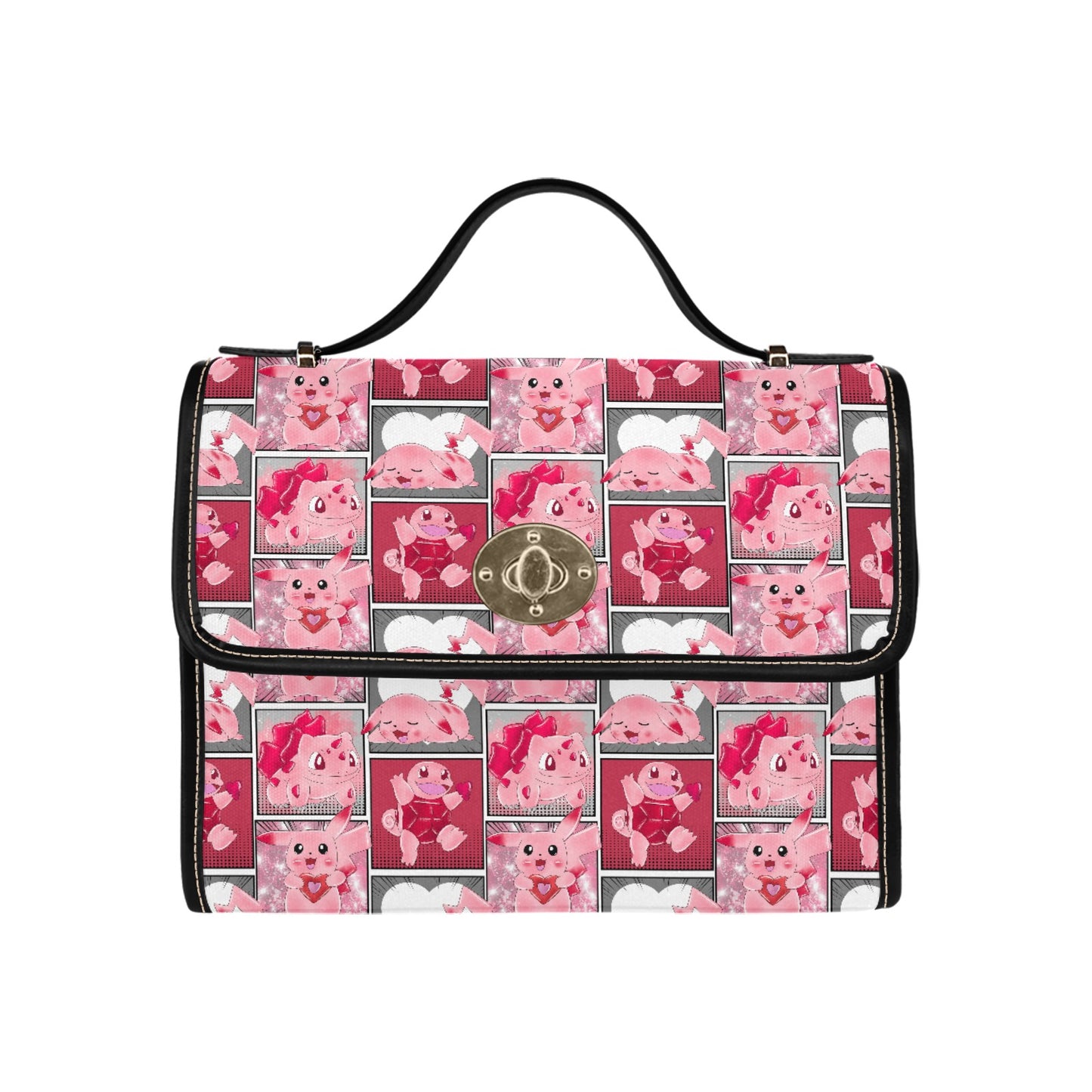 Pink Patchwork Character Handbag - Cute Structured Bag 🎀