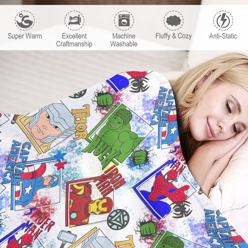 Premium Character Design Flannel Blanket - Superhero & Gaming Inspired Comfort Throw 🛋️⭐
