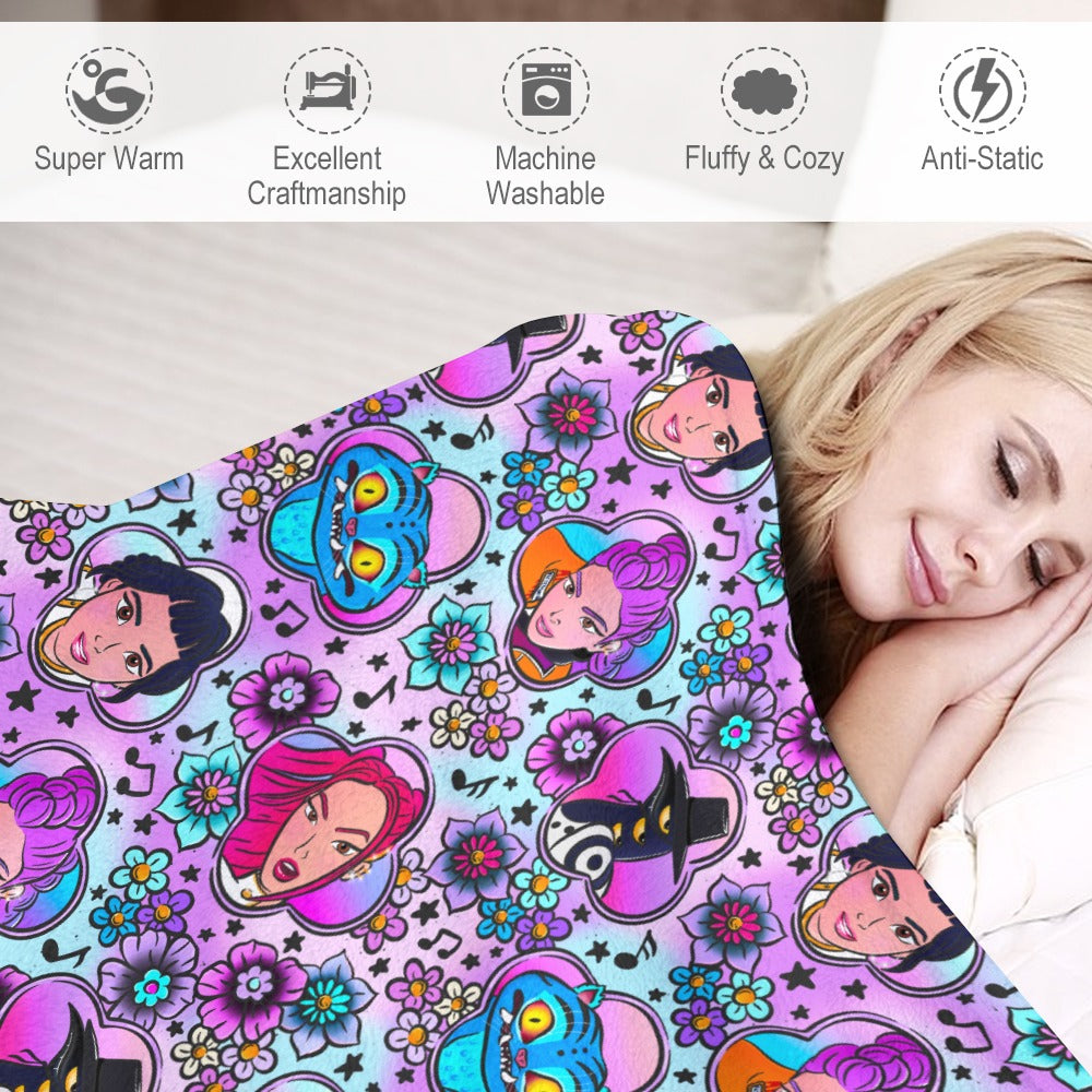 Premium K-Pop Demon Hunter Flannel Blanket - Anime & Music Inspired Comfort Throw 🛋️⭐