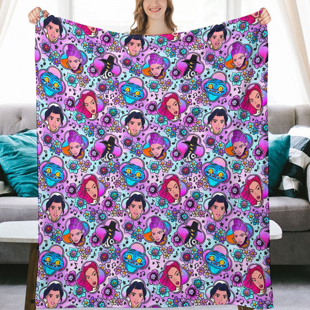 Childrens Size Premium K-Pop Demon Hunter Flannel Blanket - Anime & Music Inspired Comfort Throw 🛋️⭐