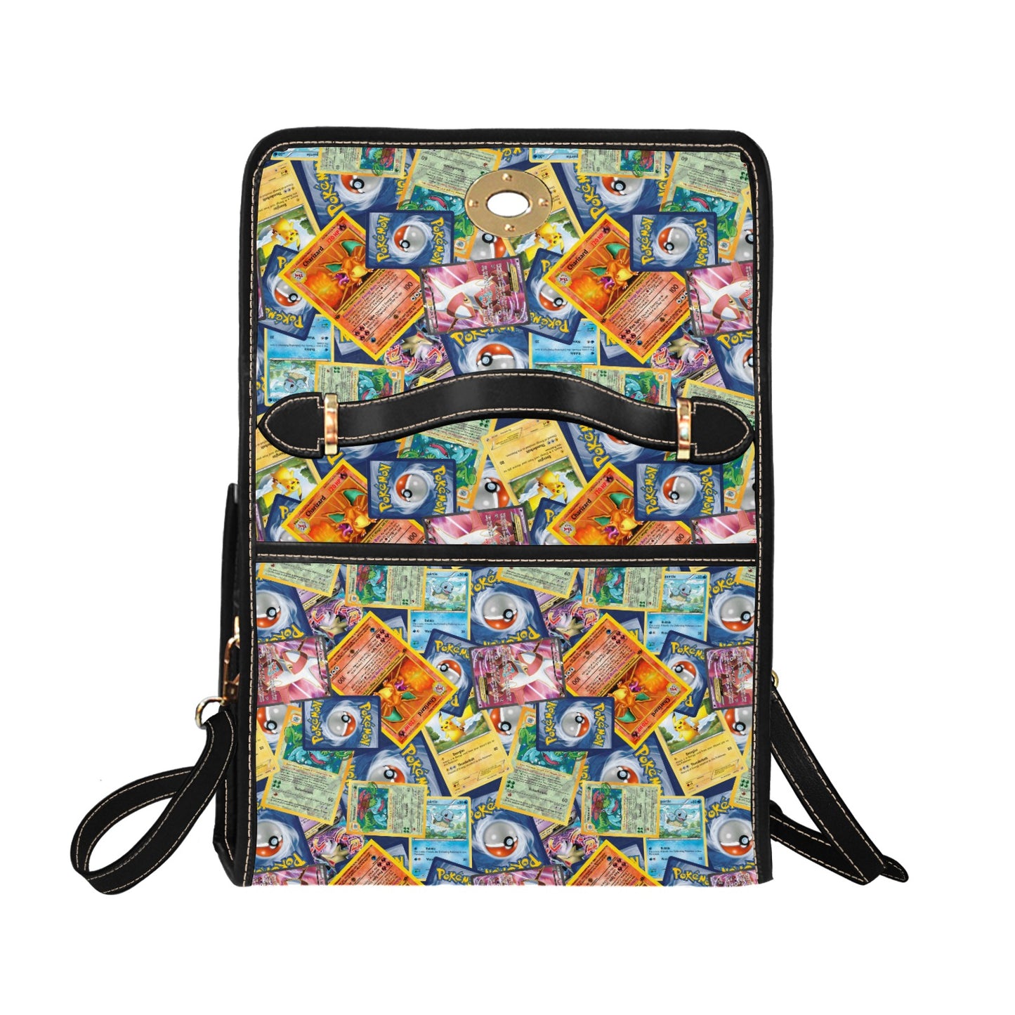 Trading Card Collage Handbag - Retro Gaming Card Collection Shoulder Bag