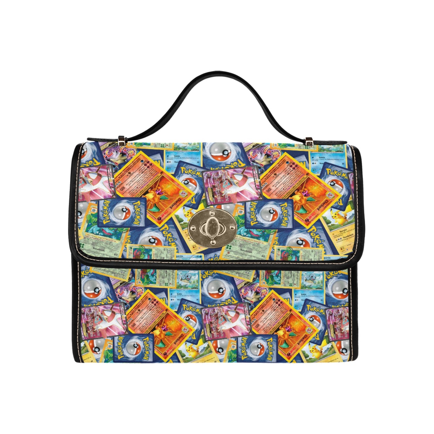 Trading Card Collage Handbag - Retro Gaming Card Collection Shoulder Bag