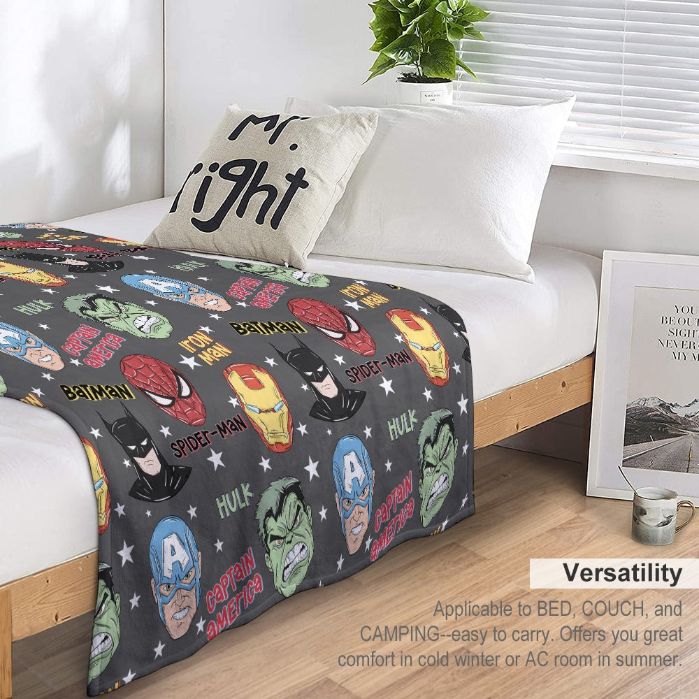 Premium Character Design Flannel Blanket - Superhero & Gaming Inspired Comfort Throw 🛋️⭐