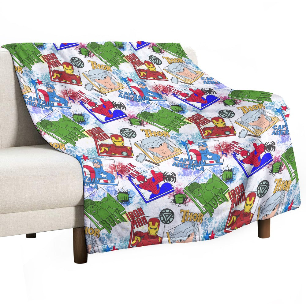 Premium Character Design Flannel Blanket - Superhero & Gaming Inspired Comfort Throw 🛋️⭐