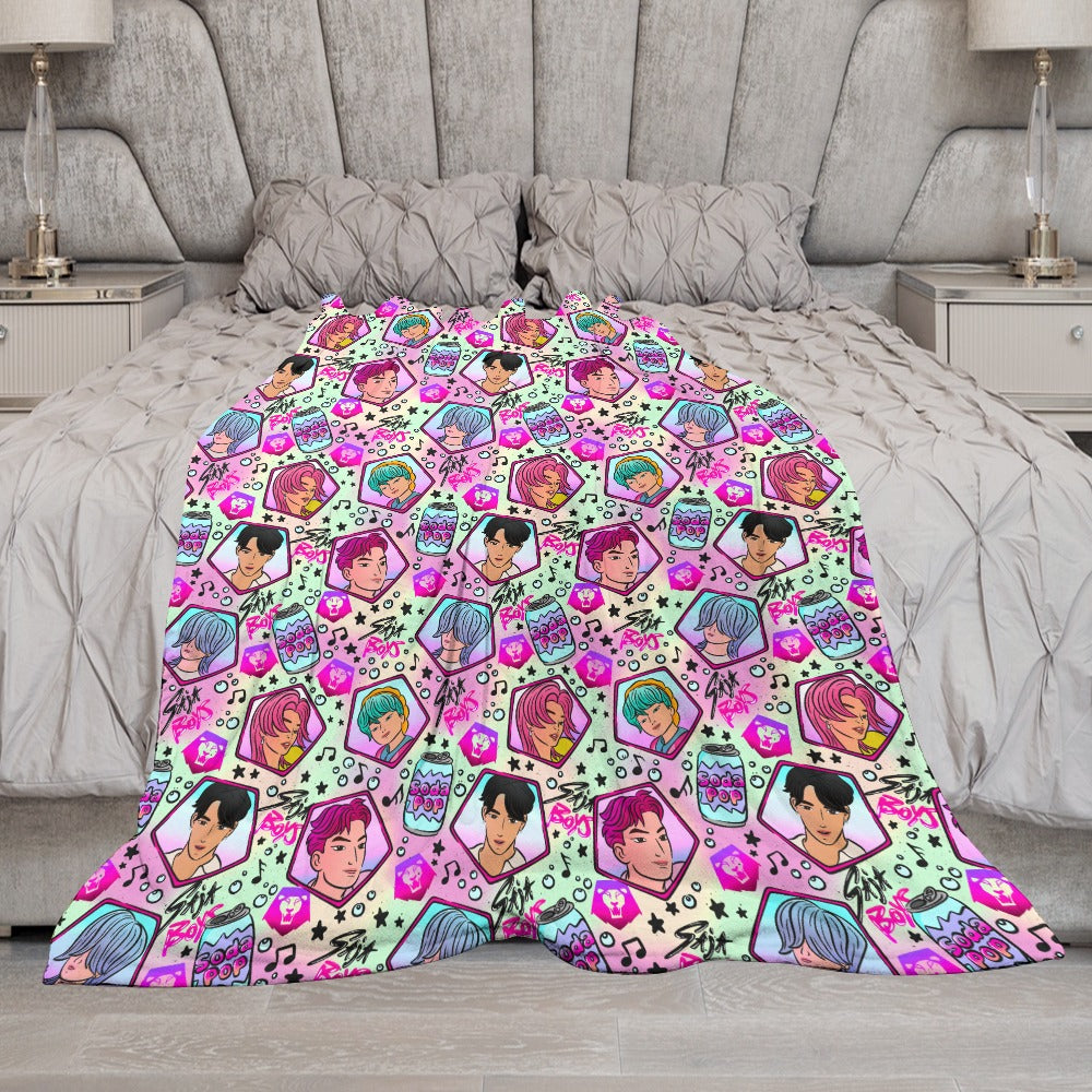 Premium Saja Boys K-Pop Flannel Blanket - Demon Hunter & Music Inspired Comfort Throw 🛋️⭐