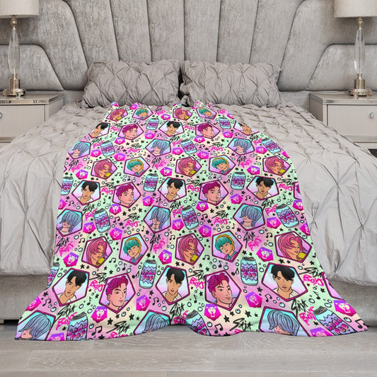 Premium Saja Boys K-Pop Flannel Blanket - Demon Hunter & Music Inspired Comfort Throw 🛋️⭐