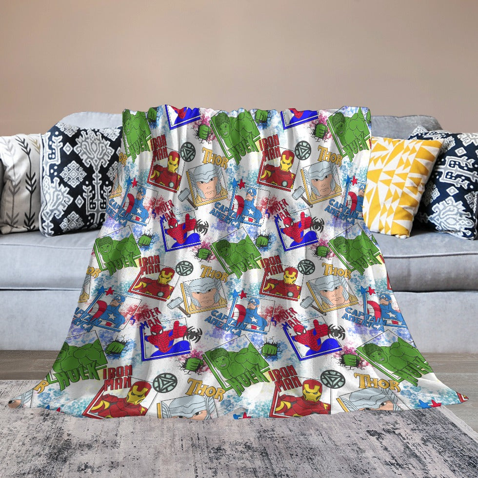 Premium Character Design Flannel Blanket - Superhero & Gaming Inspired Comfort Throw 🛋️⭐