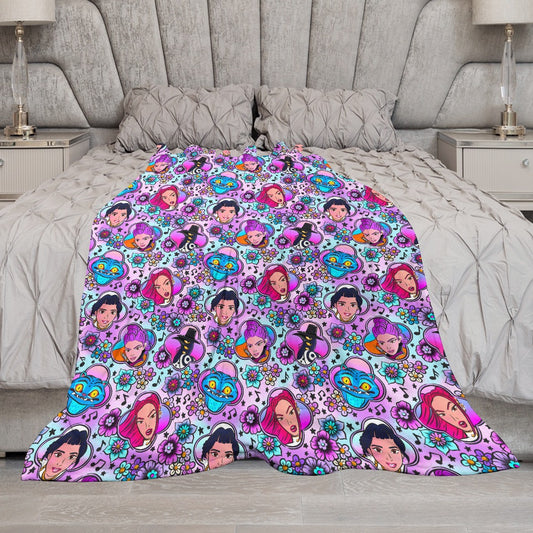 Childrens Size Premium K-Pop Demon Hunter Flannel Blanket - Anime & Music Inspired Comfort Throw 🛋️⭐