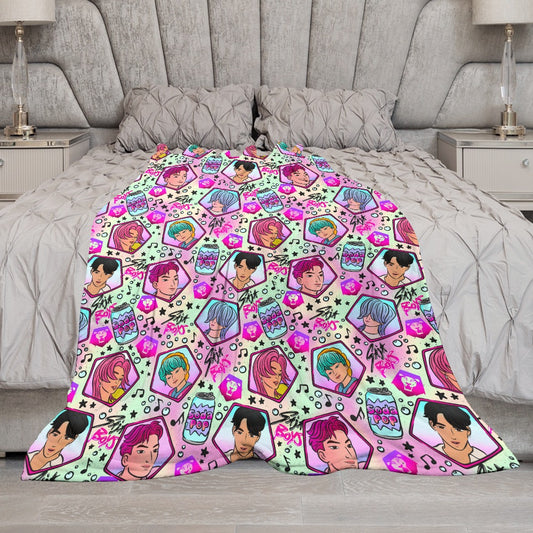 Childrens Size Premium Saja Boys K-Pop Flannel Blanket - Demon Hunter & Music Inspired Comfort Throw 🛋️⭐