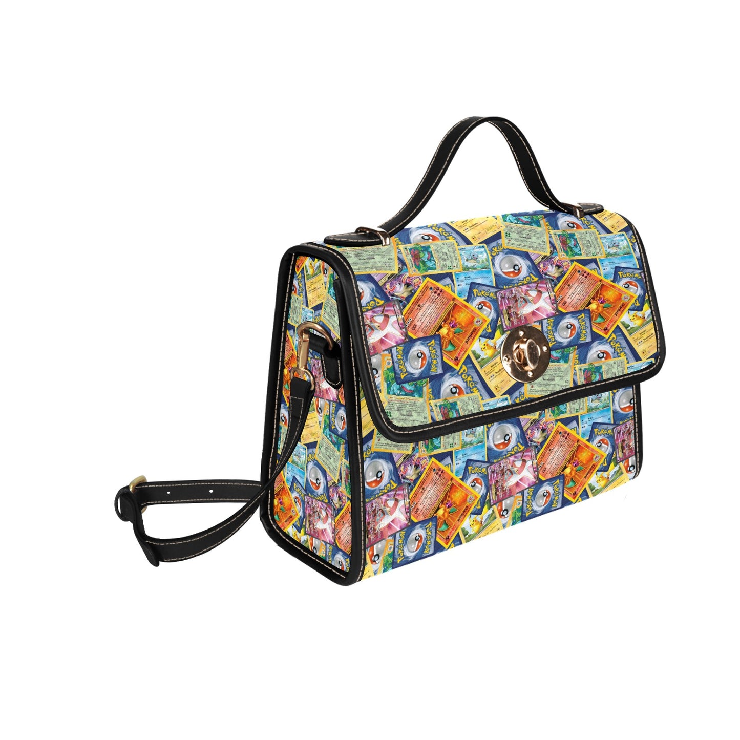 Trading Card Collage Handbag - Retro Gaming Card Collection Shoulder Bag
