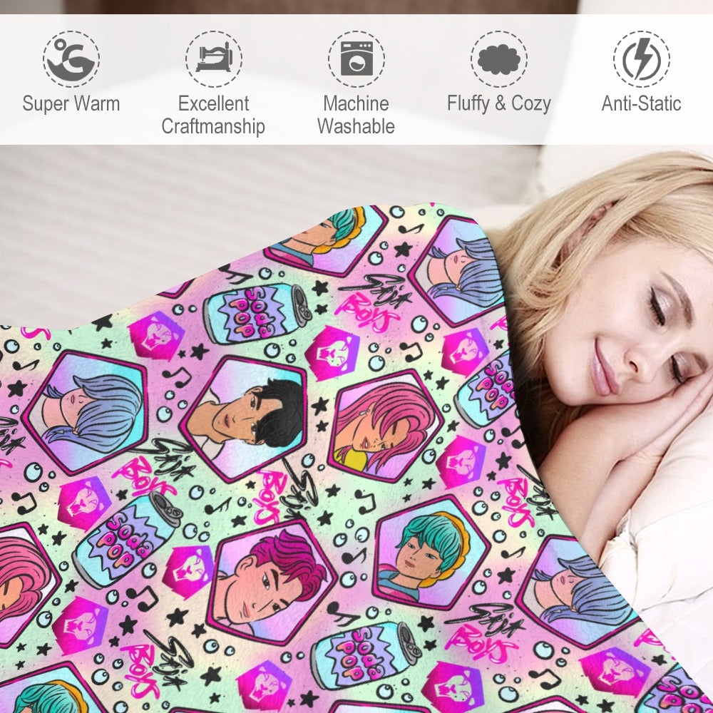 Premium Saja Boys K-Pop Flannel Blanket - Demon Hunter & Music Inspired Comfort Throw 🛋️⭐