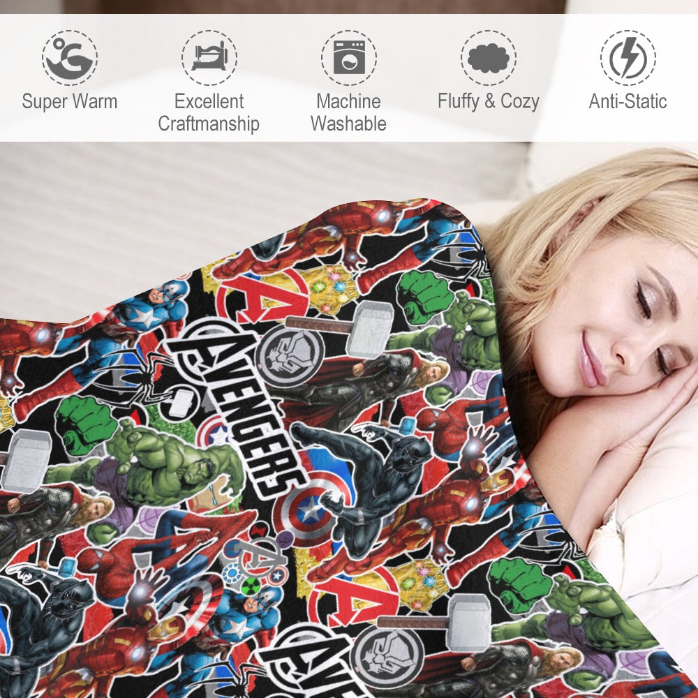 Premium Character Design Flannel Blanket - Superhero & Gaming Inspired Comfort Throw 🛋️⭐