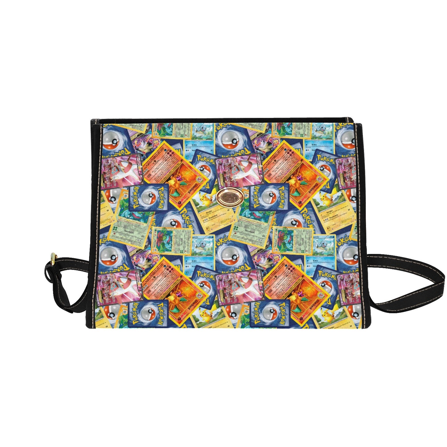 Trading Card Collage Handbag - Retro Gaming Card Collection Shoulder Bag