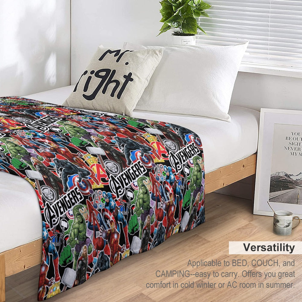Premium Character Design Flannel Blanket - Superhero & Gaming Inspired Comfort Throw 🛋️⭐