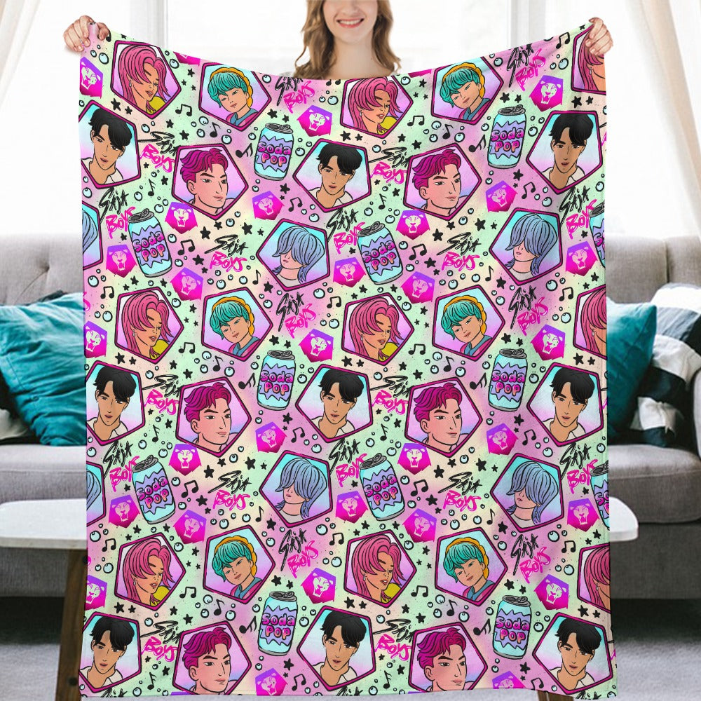 Childrens Size Premium Saja Boys K-Pop Flannel Blanket - Demon Hunter & Music Inspired Comfort Throw 🛋️⭐