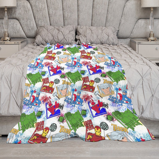 Premium Character Design Flannel Blanket - Superhero & Gaming Inspired Comfort Throw 🛋️⭐